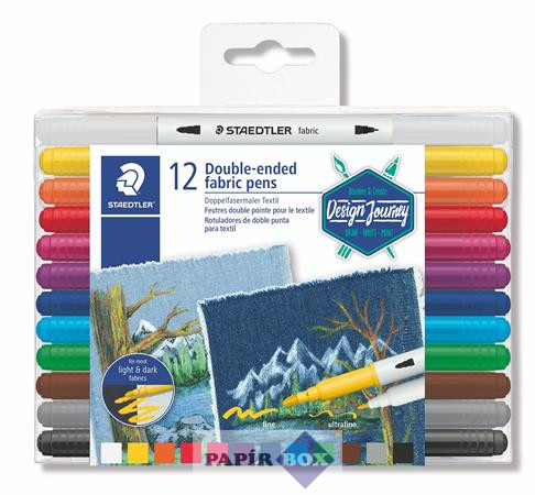 Textilfilc, kétvégű, STAEDTLER® "3190", 12 különböző szín