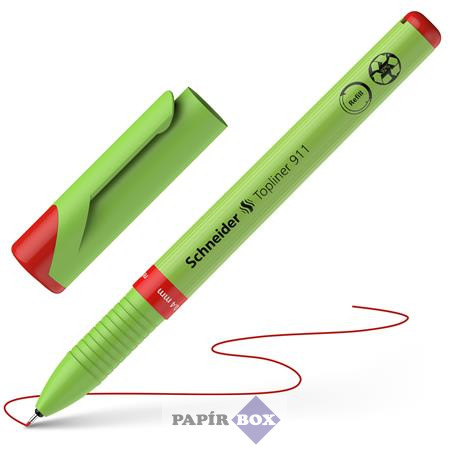 Tűfilc, 0,4 mm, újrahasznosított tolltest, SCHNEIDER "Topliner 911", piros