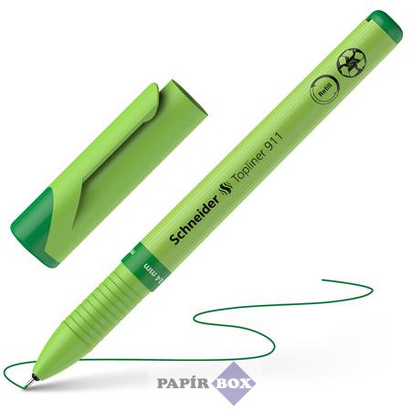 Tűfilc, 0,4 mm, újrahasznosított tolltest, SCHNEIDER "Topliner 911", zöld