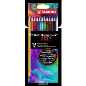   Akvarell ceruza készlet, STABILO "Aquacolor ARTY", 12 különböző szín