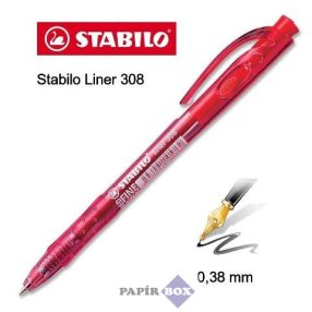   Golyóstoll, 0,38 mm, nyomógombos, STABILO "Liner 308", piros