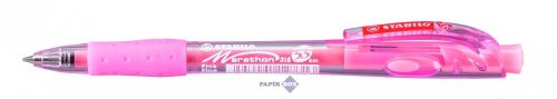 Golyóstoll, 0,38 mm, nyomógombos, STABILO "Marathon", rózsaszín
