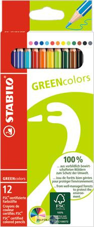 Színes ceruza készlet, hatszögletű, STABILO "GreenColors"