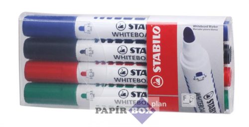 Táblamarker készlet, 2,5-3,5 mm, kúpos, STABILO "Plan", 4 különböző szín