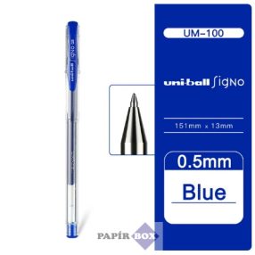   Zseléstoll, 0,3 mm, kupakos, UNI "UM-100 Signo Micro", kék