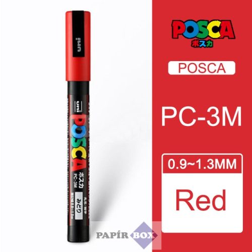 Dekormarker, 0,9-1,3 mm, UNI "Posca PC-3M", piros