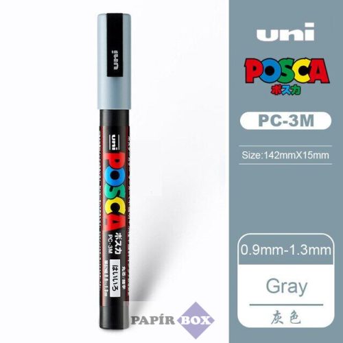 Dekormarker, 0,9-1,3 mm, UNI "Posca PC-3M", szürke