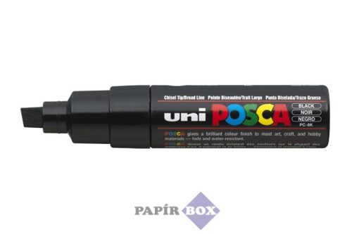 Dekormarker, 8 mm, vágott, UNI "Posca PC-8K", fekete