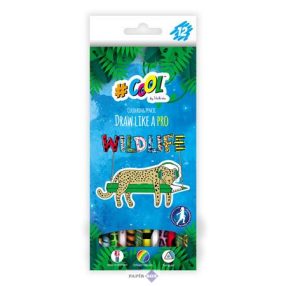  Színes ceruza készlet, háromszögletű, COOL BY VICTORIA "Wildlife", 12 különböző szín