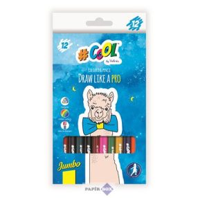   Színes ceruza készlet, háromszögletű, vastag, COOL BY VICTORIA, 12