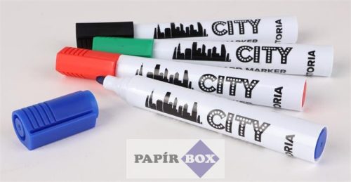 Táblamarker készlet, 1-3 mm, kúpos, VICTORIA VISUAL "City", 4 különböző szín