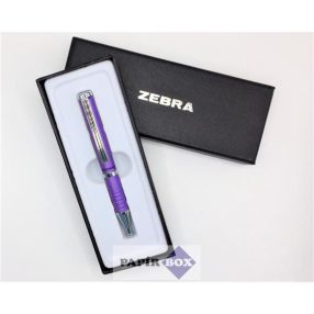   Golyóstoll, 0,24 mm, teleszkópos, metállila tolltest, ZEBRA "SL-F1", kék