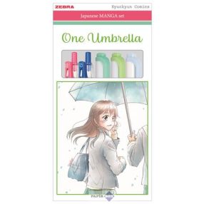   Írószer készlet, ZEBRA "Manga Set, One Umbrella", 5 darabos