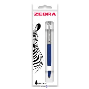   Golyóstoll, 0,24 mm, nyomógombos, ezüst színű klip, kék tolltest, ZEBRA "901", kék