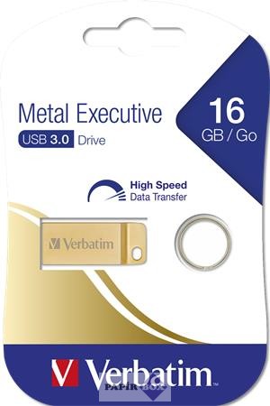 Pendrive, 16GB, USB 3.0,  VERBATIM "Executive Metal" arany