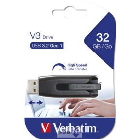   Pendrive, 32GB, USB 3.2, 60/12MB/s, VERBATIM "V3", fekete-szürke