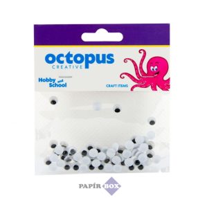 Mozgó szem, 7 mm, 70 db/csomag, Octopus, fekete-fehér