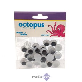 Mozgó szem, 15 mm, 50 db/csomag, Octopus, fekete-fehér